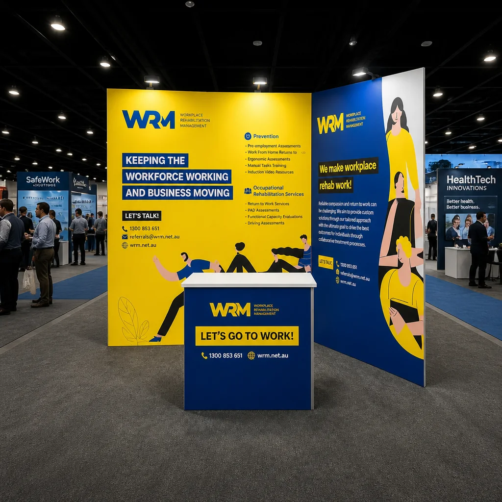 WRM exhibition display delivered by Out There Branding