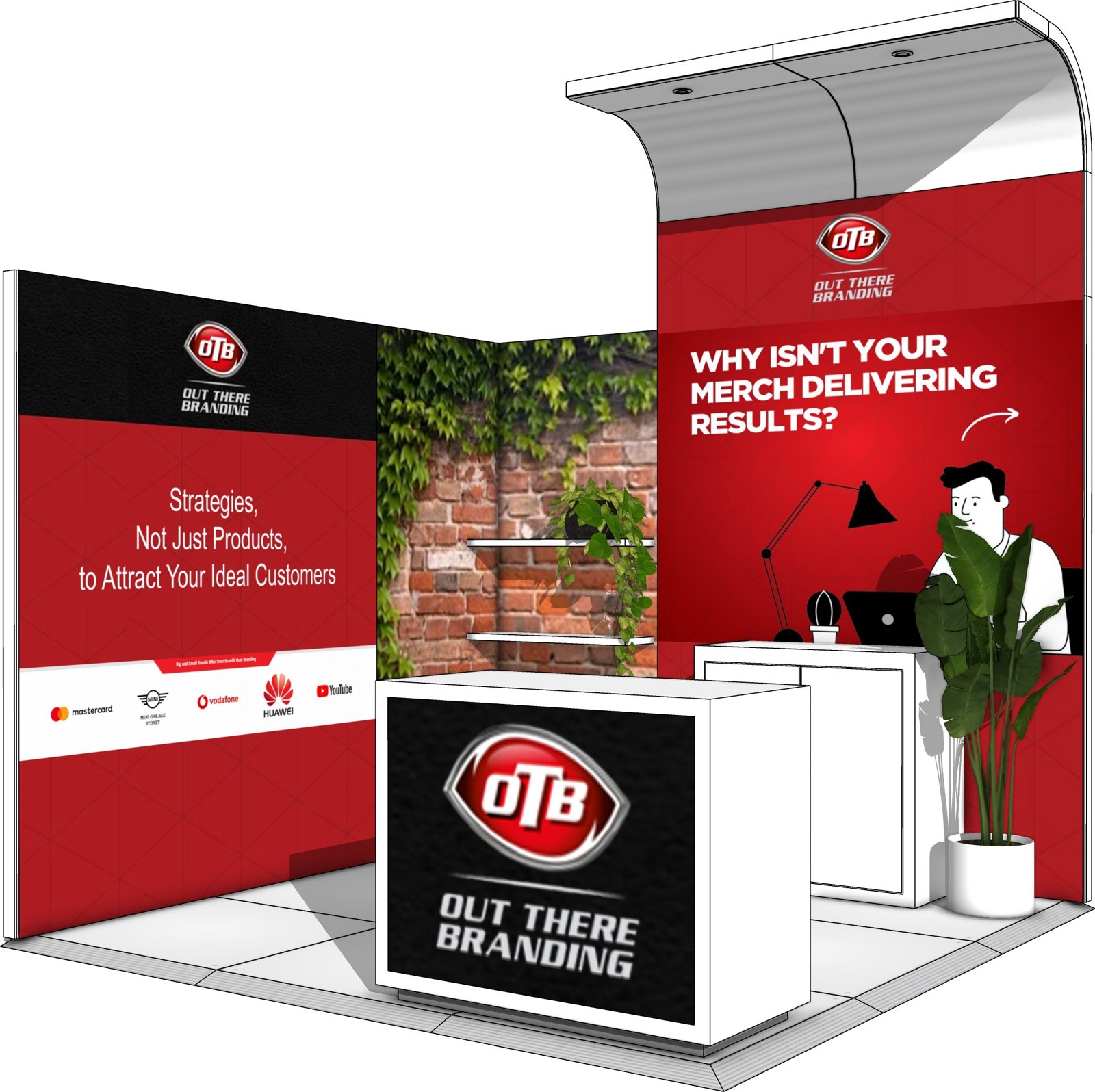 The Elevate Kit, 3m by 3m Arrive & Activate exhibition stand render