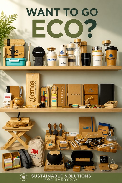 Want to go eco? Shelves of sustainable branded merch in bamboo, cork and recycled materials