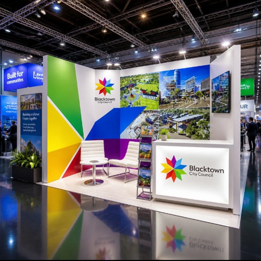 Blacktown City Council exhibition stand with lounge seating